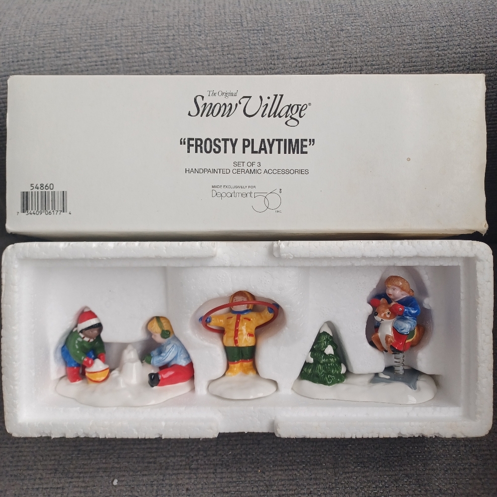 Dept 56 Frosty Playtime The Original Snow Village Set of 3 Ceramic Accessories